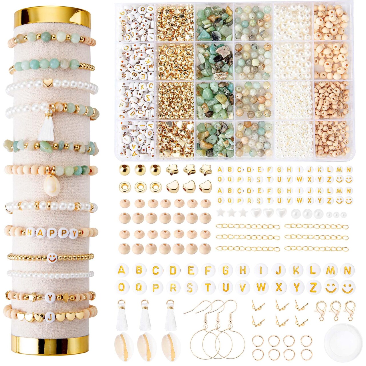 Jewelry Making Supplies Kit Natural Stone Beads for Irregular Natural Stone with for DIY Craft Bracelet Necklace Earrings for Adults (Amazonian)